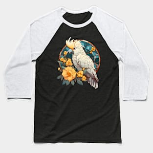 Cockatoo parrot bird on a branch big flower Baseball T-Shirt